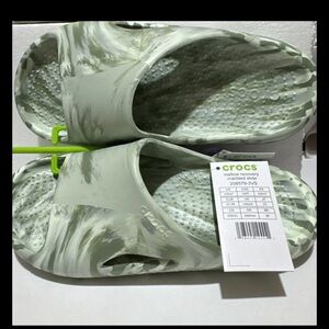 Crocs Mellow Recovery Marbled Slide Green Men's 5 Women's 7 Casual Resort NWT